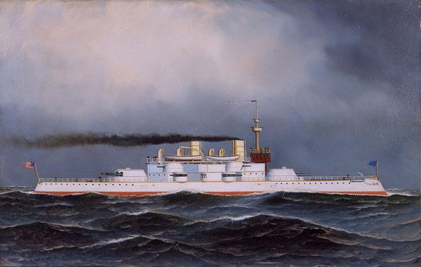 Antonio Jacobsen USS Massachusetts China oil painting art